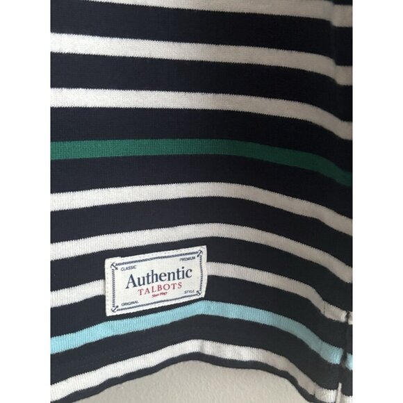 TALBOTS Petite Authentic Talbots Shirt Brigitte Blue Green Stripes Thick Cotton - Picture 2 of 9